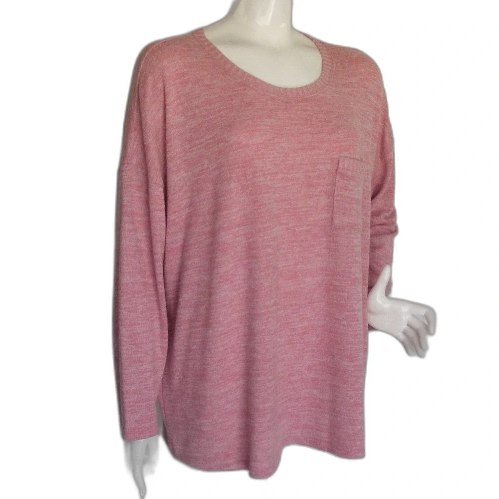 TORRID Sweater, 2/2X, Pink Space Dye, Pullover, Long sleeves, Pocket, Rayon